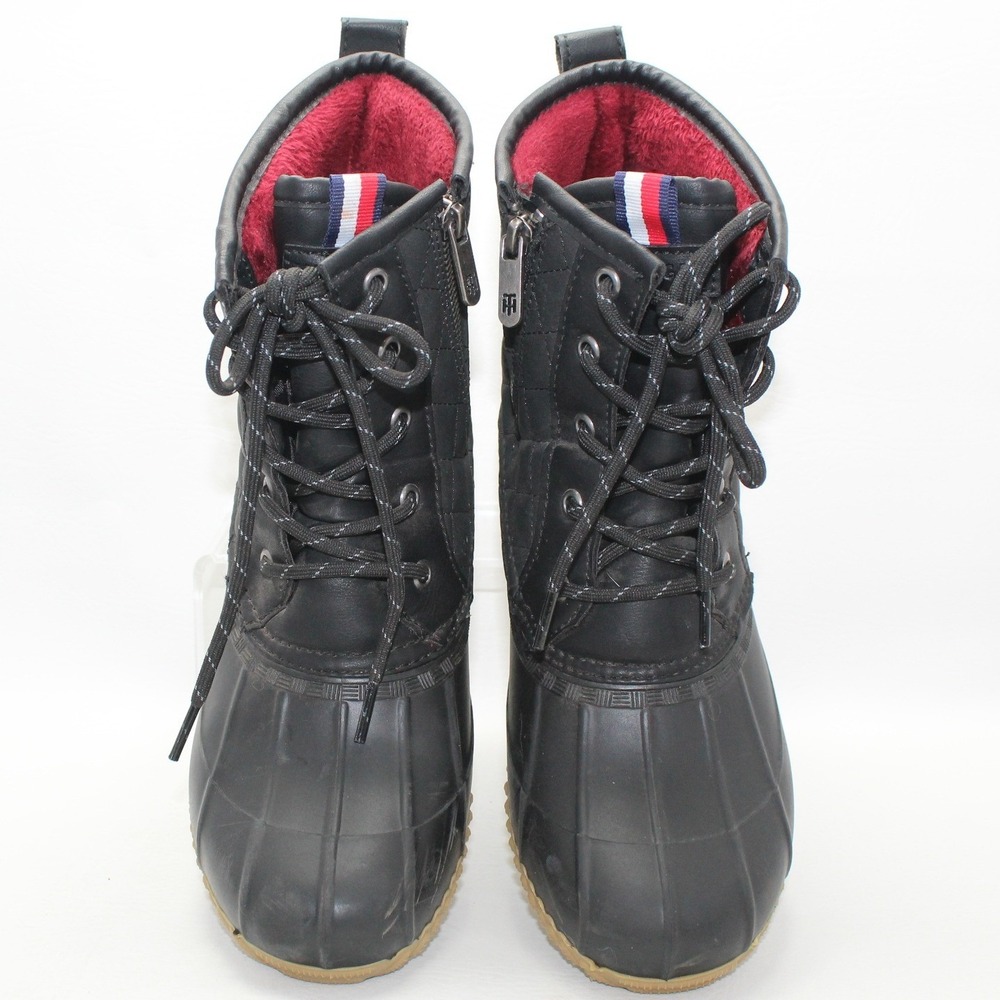 Tommy Hilfiger TWRIVIR-T Womens Black Quilted‎ Faux Fur Duck Boots Size 8M